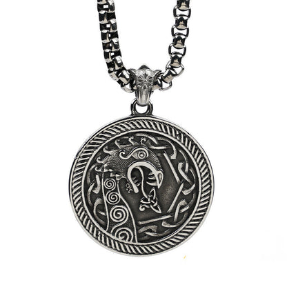 Spiral Knot Norse Dragon Round Necklace