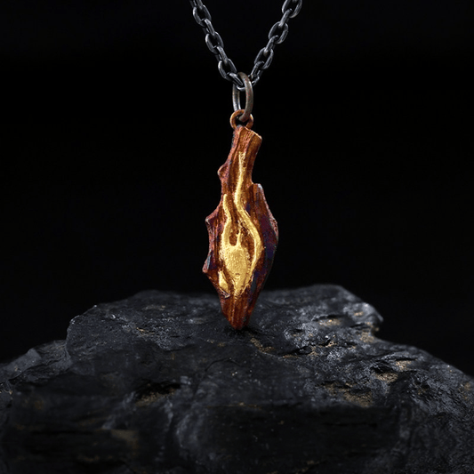 Handcrafted 999 Silver Fire Textured Gilded Pendant Necklace