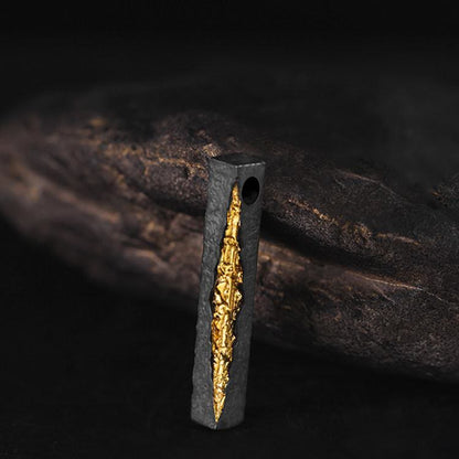 Handcrafted 999 Silver Slab Crack Gold Necklace