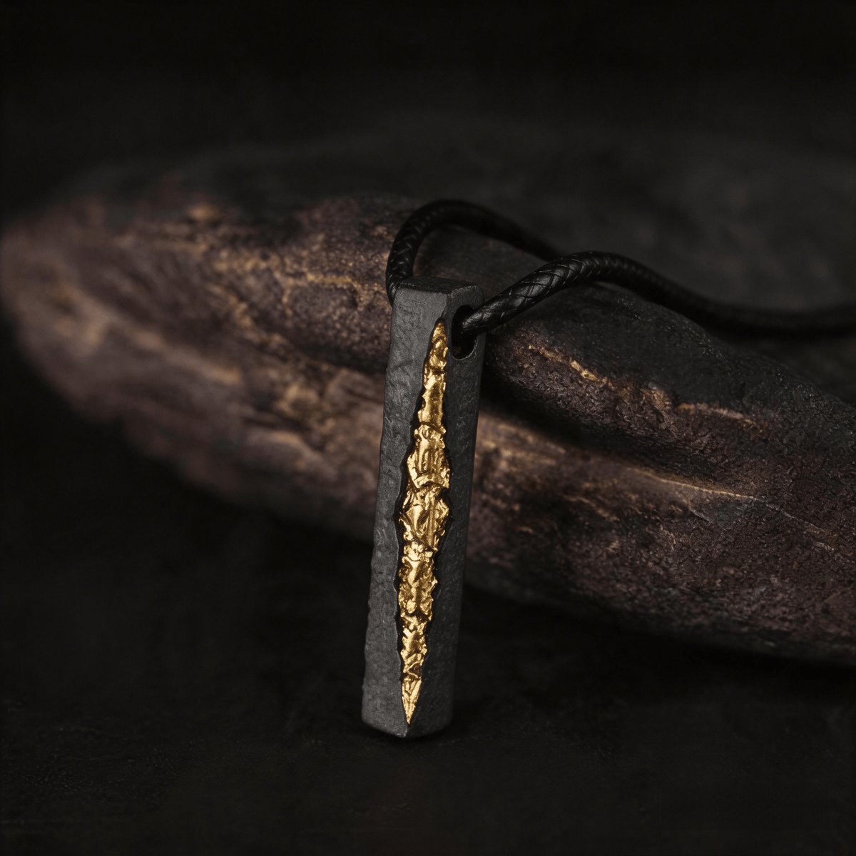 Handcrafted 999 Silver Slab Crack Gold Necklace