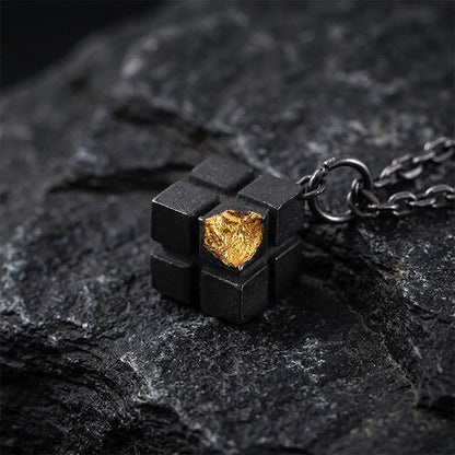 Handcrafted 999 Silver Forged Cube Necklace