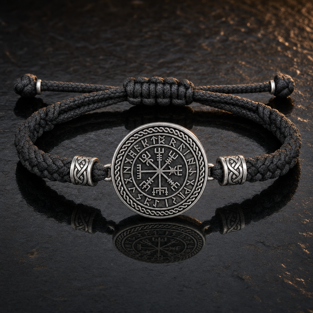 Vegvisir Slider-Knot Cord Bracelet for Men
