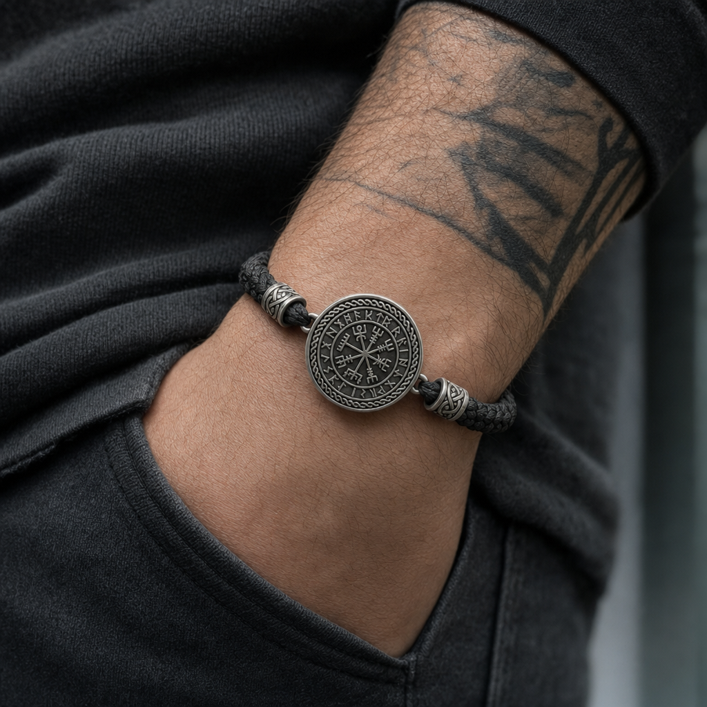 Vegvisir Slider-Knot Cord Bracelet for Men