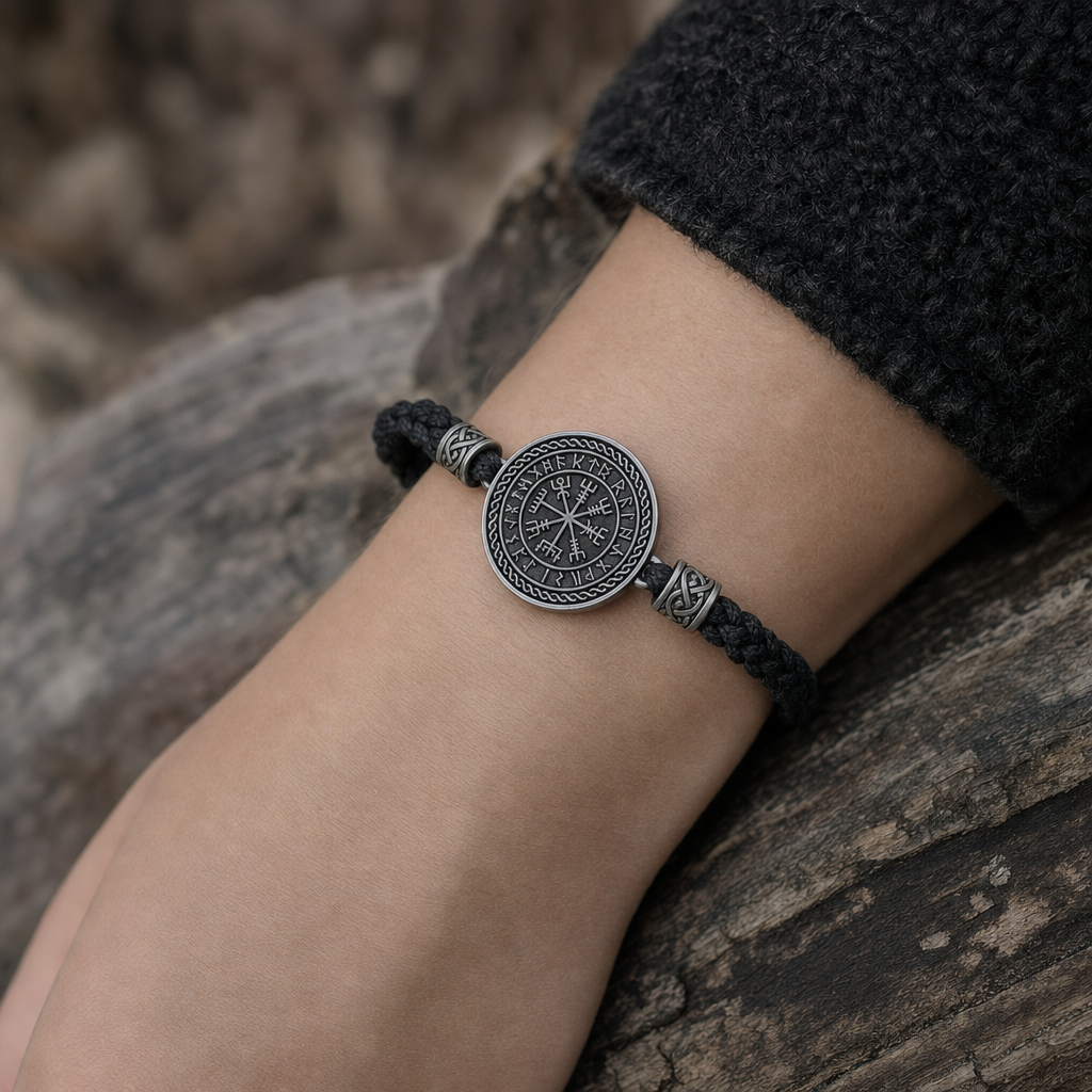 Vegvisir Slider-Knot Cord Bracelet for Men