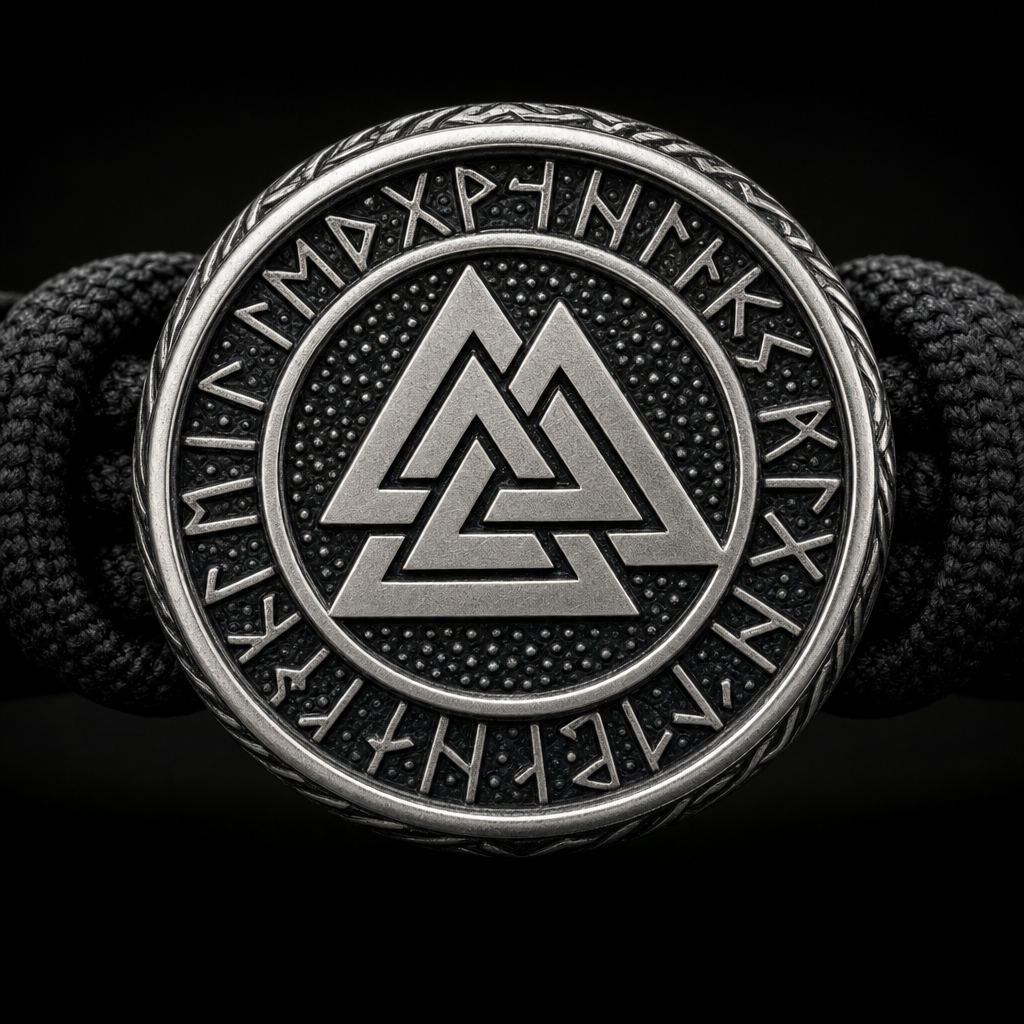 Valknut Slider-Knot Cord Bracelet for Men