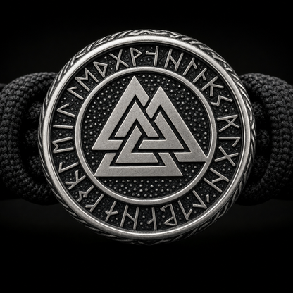 Valknut Slider-Knot Cord Bracelet for Men