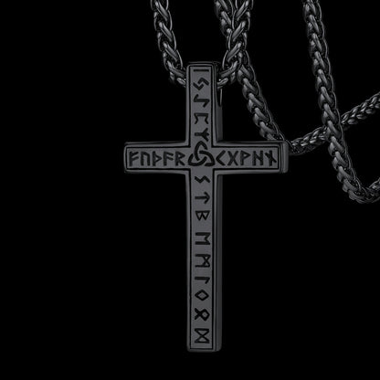 Viking Rune Cross Pendant Necklace for Men