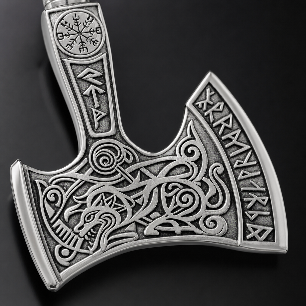 Viking Axe Cremation Urn Necklace for Men