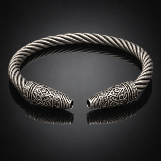 Norse Twisted Torc Neck Ring for Men