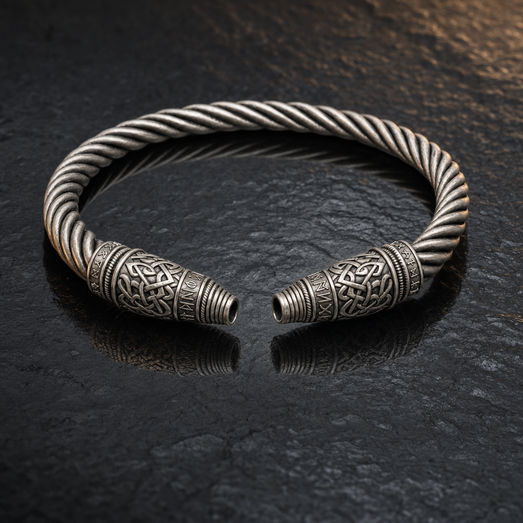 Norse Twisted Torc Neck Ring for Men