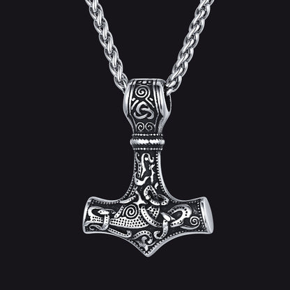 Norse Viking Thor's Hammer Necklace Mjolnir Pendant for Men