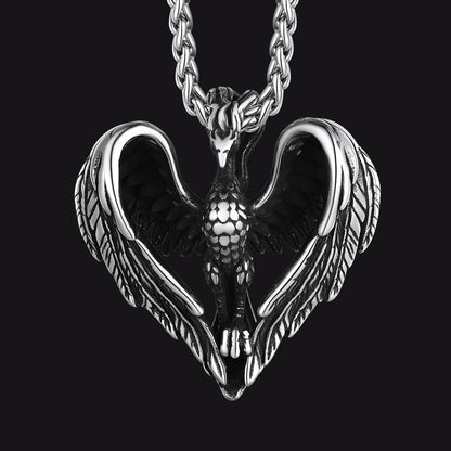 Vintage Phoenix Heart Pendant Necklace for Men