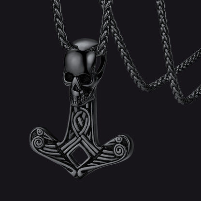Viking Skull Spear Pendant Necklace for Men