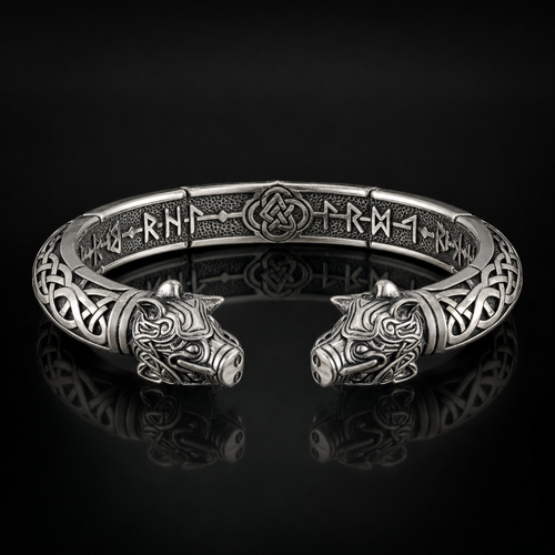 Viking Boar Gullinbursti Cuff Bracelet