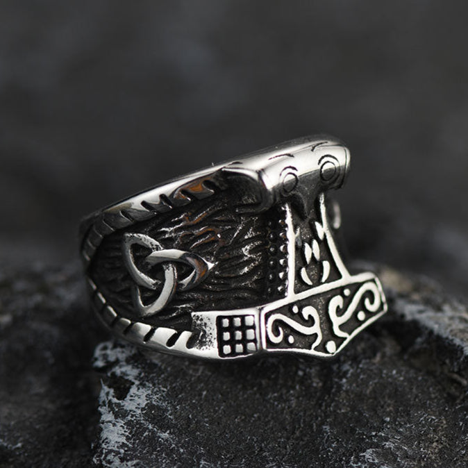 Viking Mjolnir Signet Ring Thor's Hammer Ring for Men