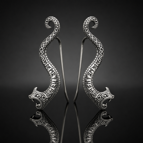 Jörmungandr Serpent Ear Climber Earrings