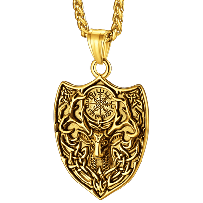 Norse Viking Compass Deer Necklace For Men