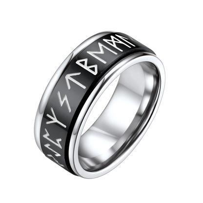 Viking Runes Fidget Anxiety Stainless Steel Ring for Men Couple