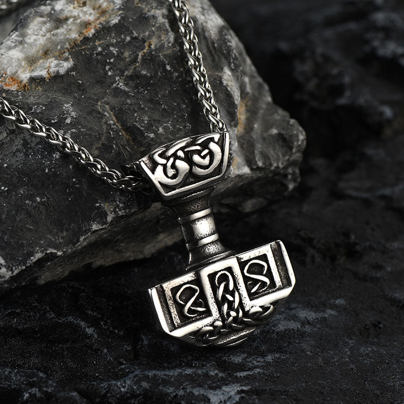 FaithHeart Norse Viking Thor's Hammer Necklace Mjolnir Pendant for Men