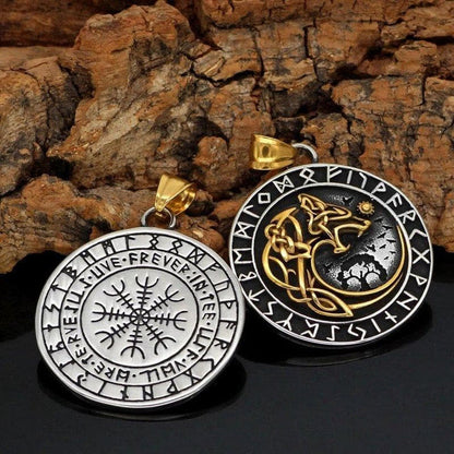 Wolf Head Rune Viking Fenrir Necklace
