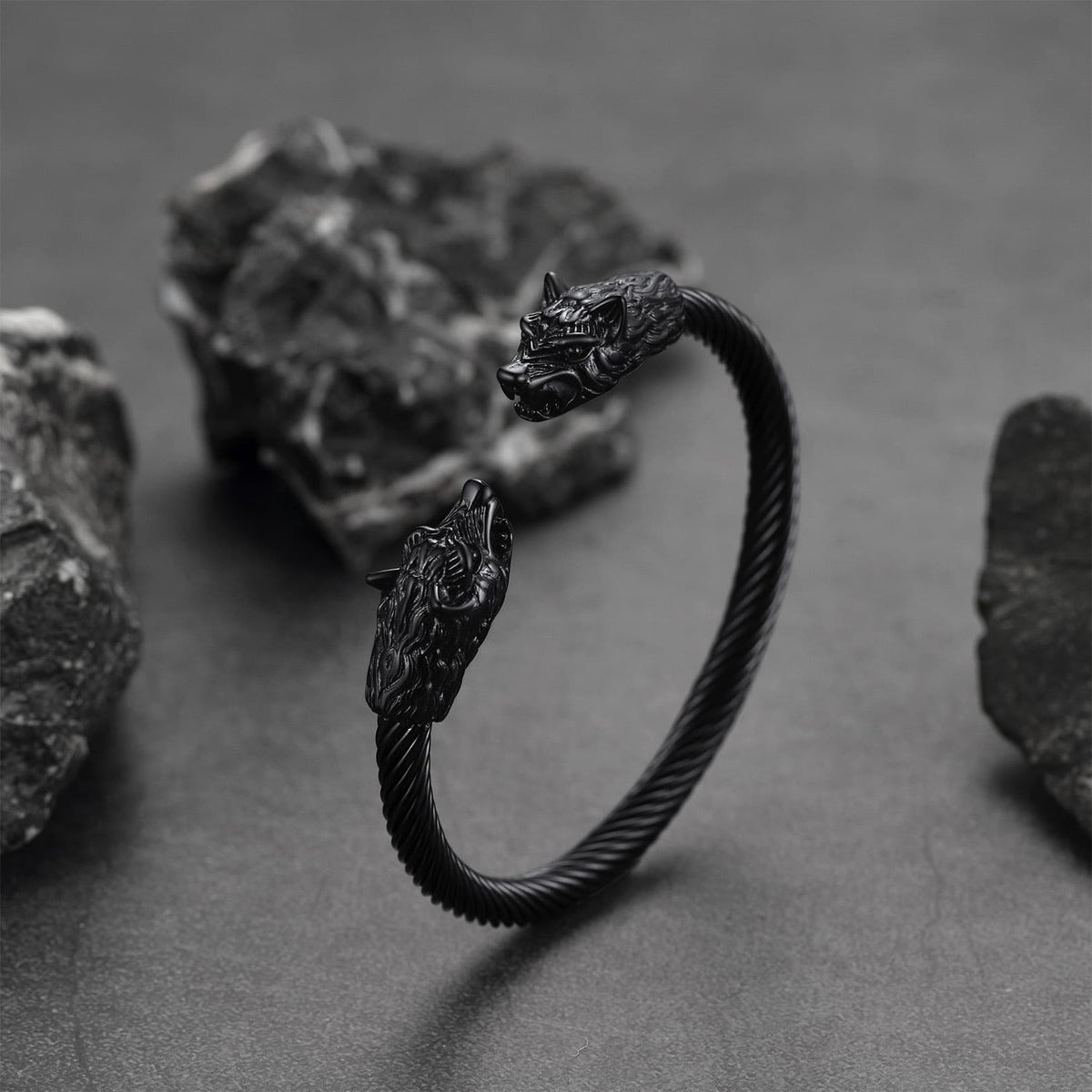Viking Wolf Head Arm Ring Cuff Bracelet For Men