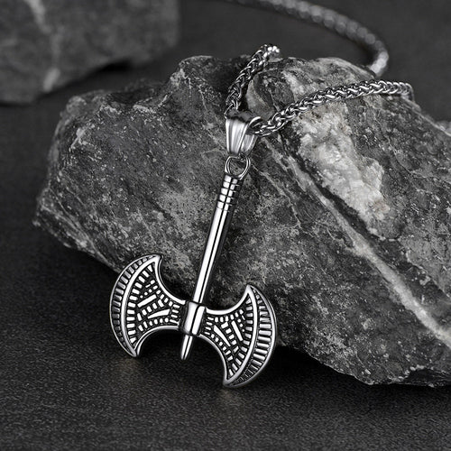Viking Solid Axe Necklace Amulet Pendant Gift for Men Boys