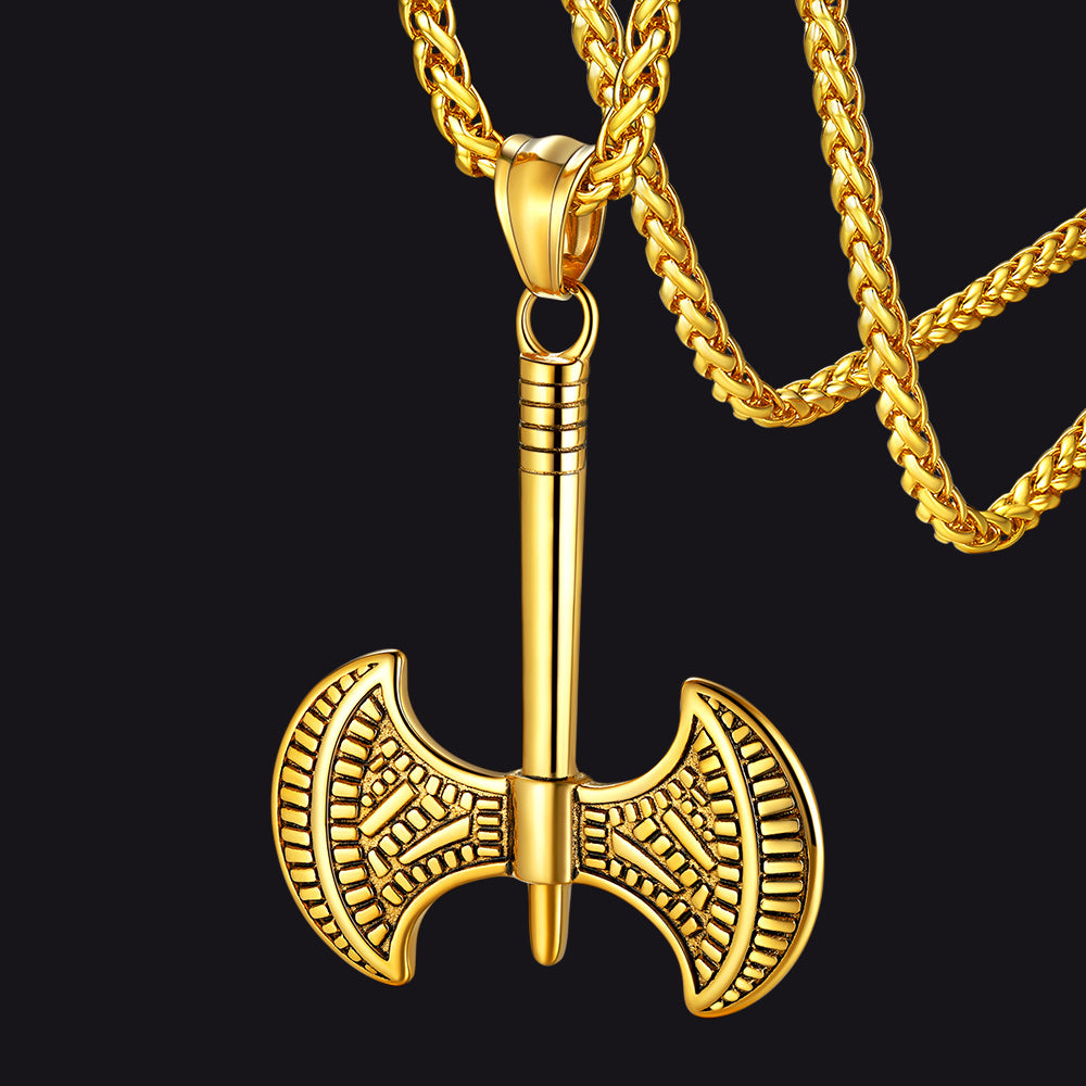 Viking Solid Axe Necklace Amulet Pendant Gift for Men Boys