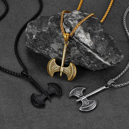 Viking Solid Axe Necklace Amulet Pendant Gift for Men Boys