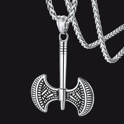 Viking Solid Axe Necklace Amulet Pendant Gift for Men Boys
