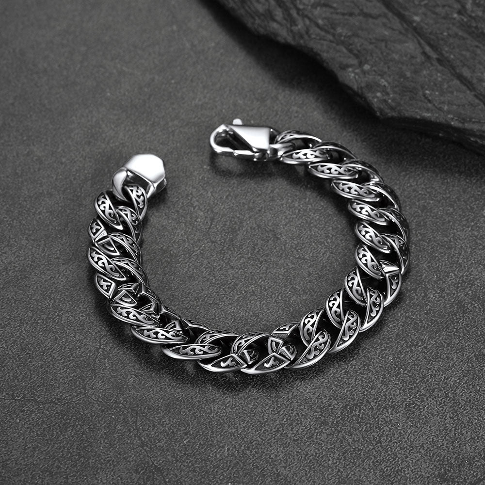 Stainless Steel Celtic Chunky Cuban Link Chain Bracelet for Men