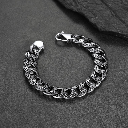 Stainless Steel Celtic Chunky Cuban Link Chain Bracelet for Men