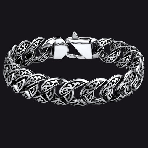 Stainless Steel Celtic Chunky Cuban Link Chain Bracelet for Men