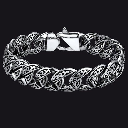 Stainless Steel Celtic Chunky Cuban Link Chain Bracelet for Men