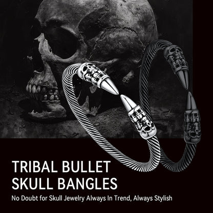 Gothic Punk Skull Open Cuff Bangle Bracelet for Men