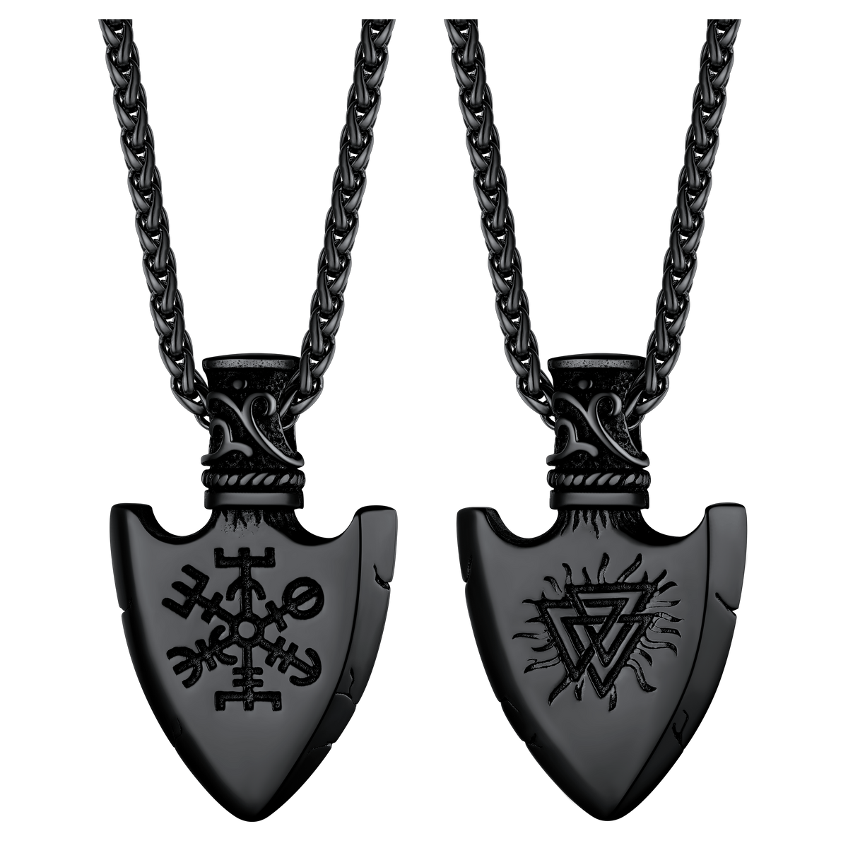 Viking Gungnir Pendant Necklace With Valknut & Compass for Men