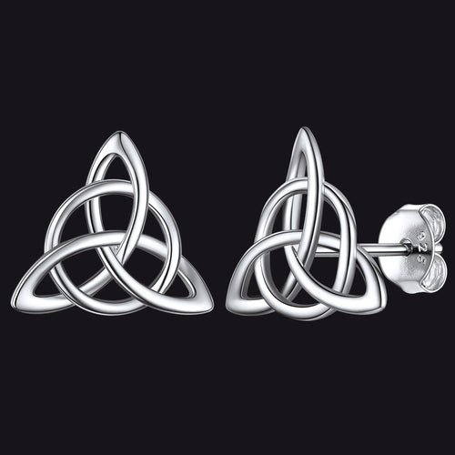 Sterling Silver Celtic Triquetra Stud Earrings for Women