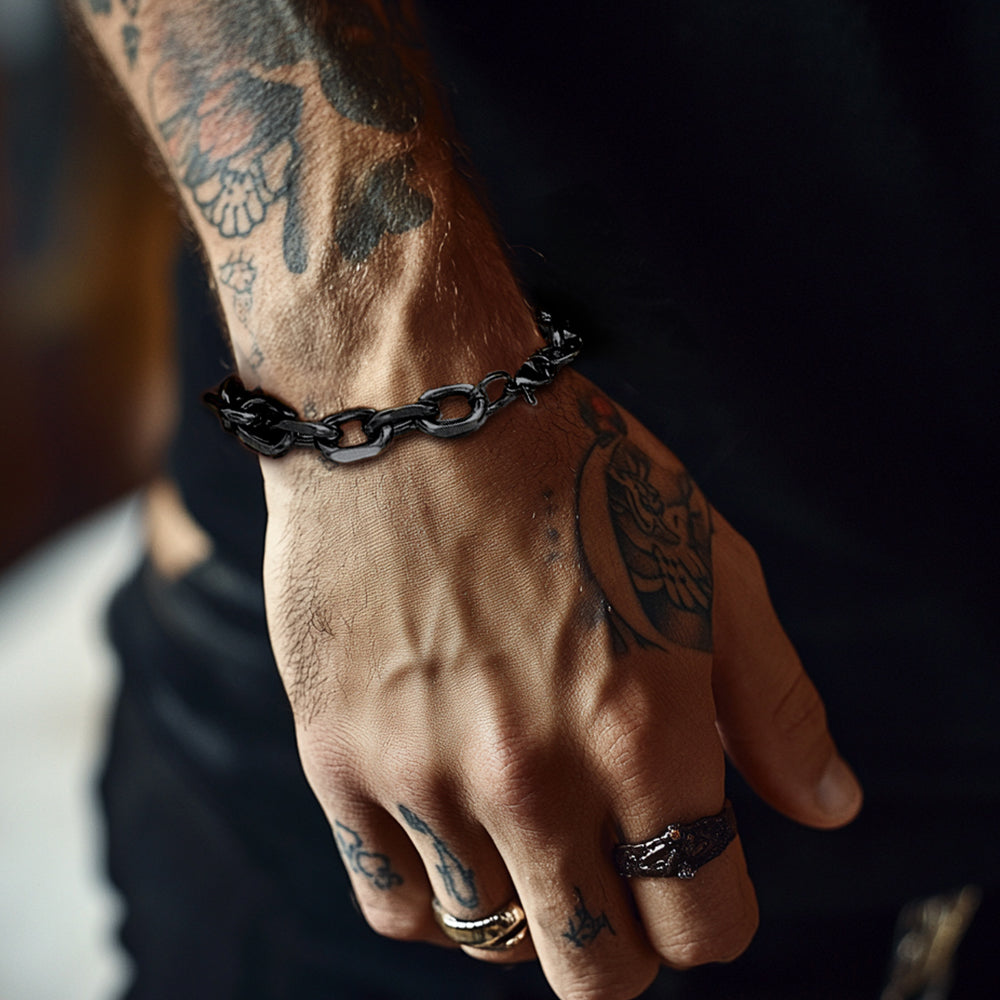 Stainless Steel Rolo Link Bracelet for Men