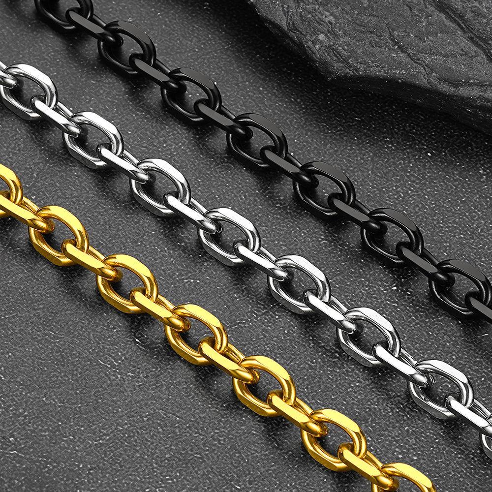 Stainless Steel Rolo Link Bracelet for Men