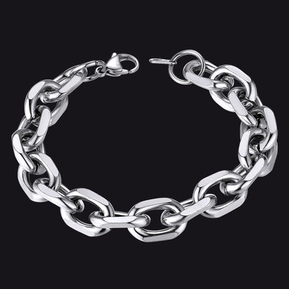 Stainless Steel Rolo Link Bracelet for Men