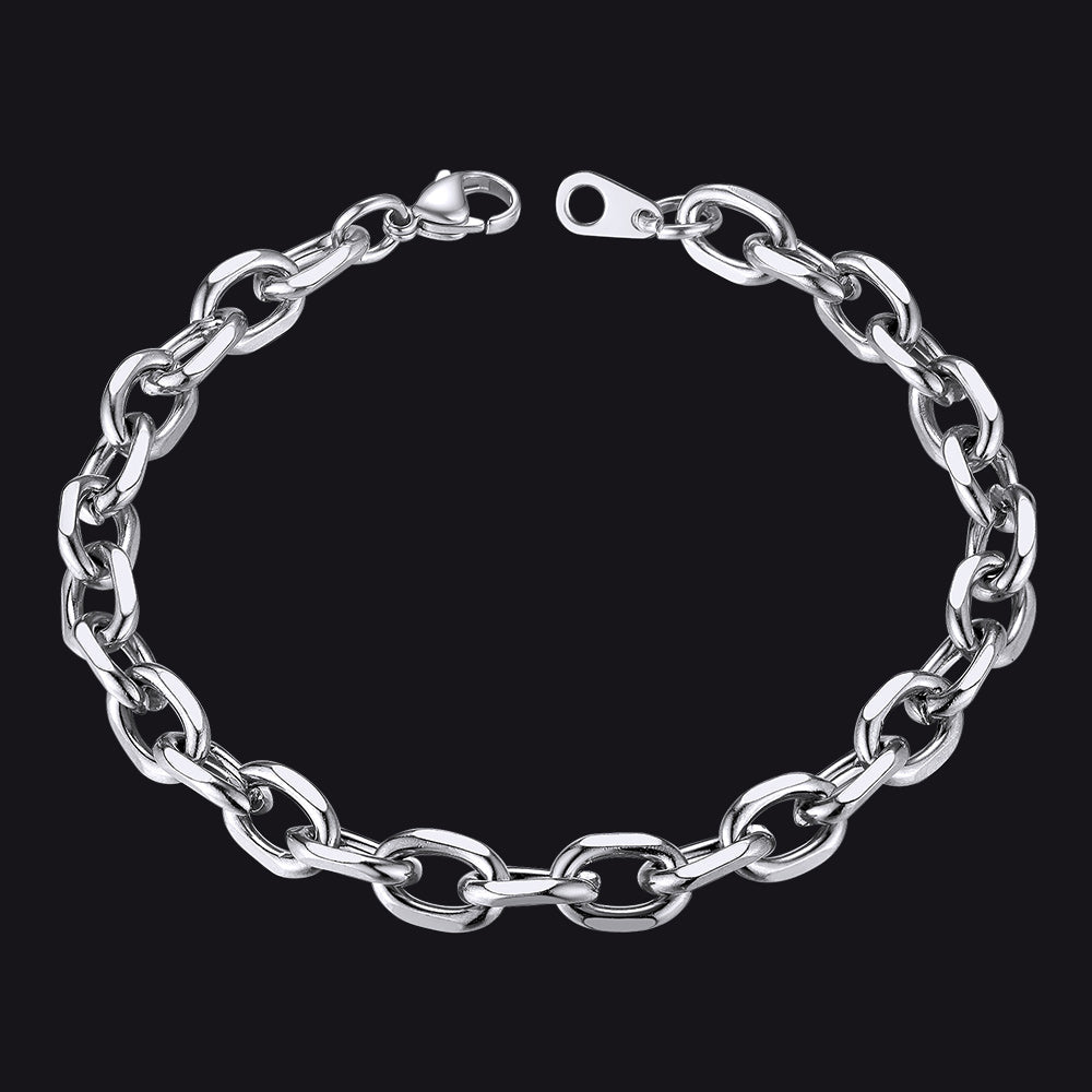 Stainless Steel Rolo Link Bracelet for Men
