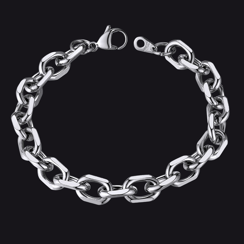Stainless Steel Rolo Link Bracelet for Men