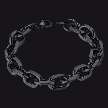 Stainless Steel Rolo Link Bracelet for Men