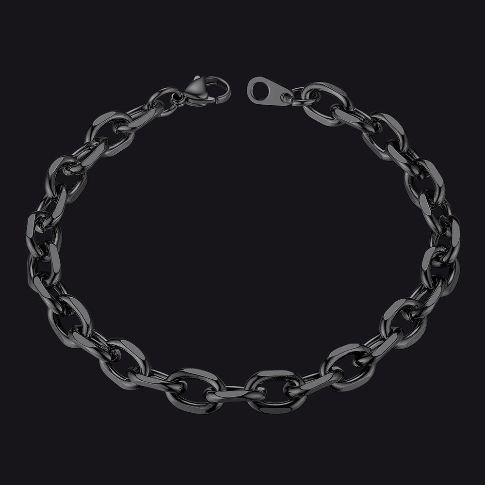Stainless Steel Rolo Link Bracelet for Men