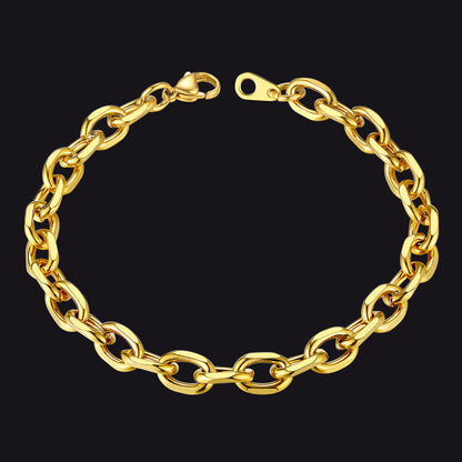 Stainless Steel Rolo Link Bracelet for Men