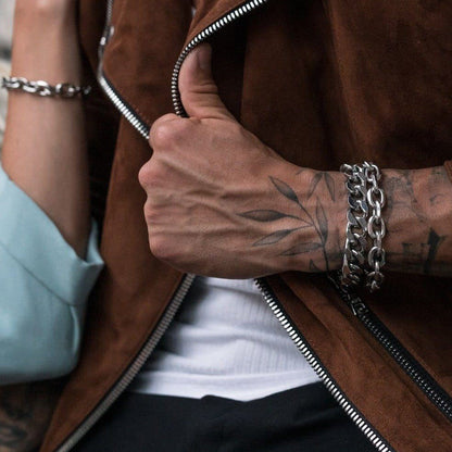 Stainless Steel Rolo Link Bracelet for Men