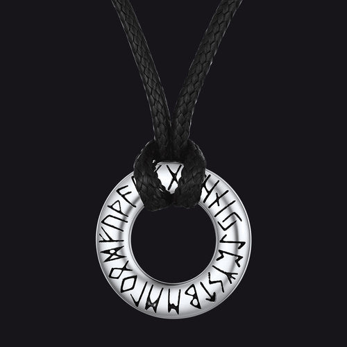 Norse Viking Rune Circle Chain Necklace for Men Women