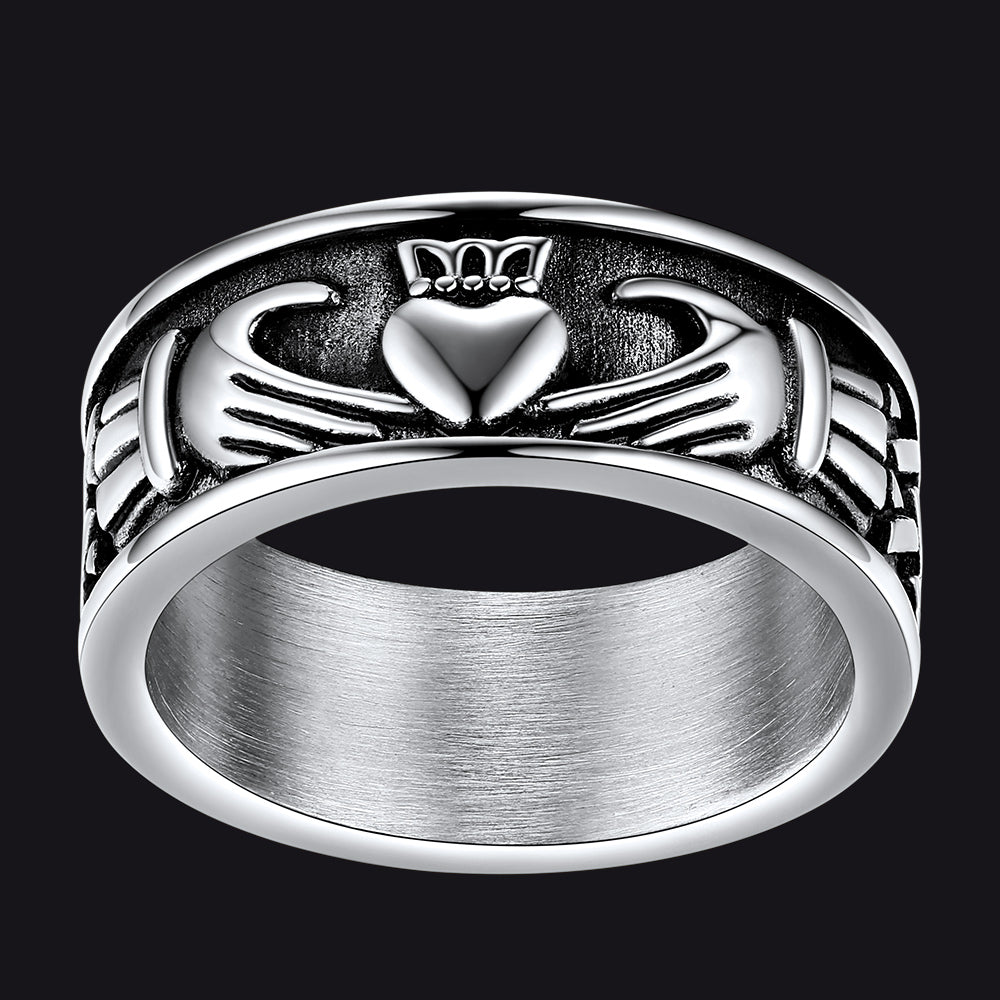 Celtic Claddagh Love Wedding Band Ring for Men Women