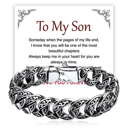 Stainless Steel Celtic Chunky Cuban Link Chain Bracelet for Men