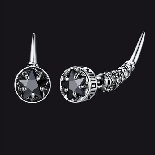 Viking Rune Fang Stud Earrings for Men – Nordic Star CZ Earrings