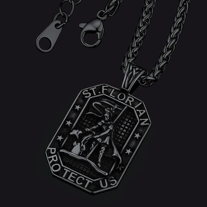 Custom Saint Florian Firefighter Dog Tag Necklace